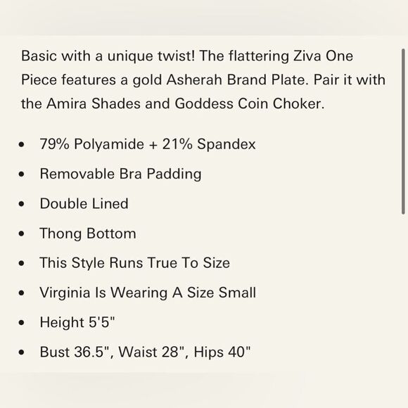 ZIVA ZEUS ONE PIECE (THONG) SWIMSUIT SIZE MEDIUM NWT - Picture 4 of 4